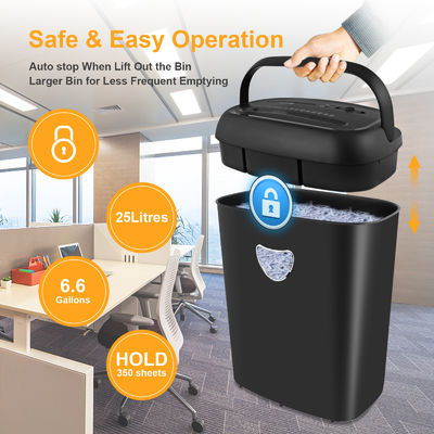 Zwarte 25L papier versnipper machine zwaar werk en dwars gesneden voor kantoor CD228P-12 versnipperde CD creditcard