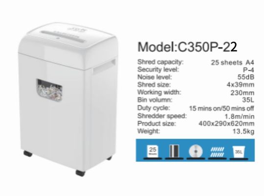 Nieuw product Zware bak 35L 22 vel papier versnipper voor kantoor en thuis C350P-22